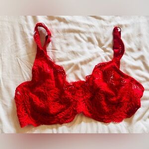 Red lace 36D underwire bra